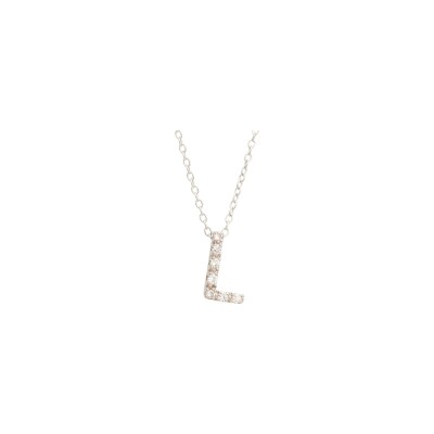 Doux Initials pendant in white gold and diamond