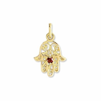 Pendentif Main de Fatma en or jaune et rubis