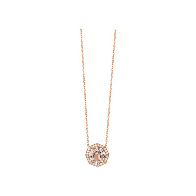 Pendentif en or rose, morganite et diamants