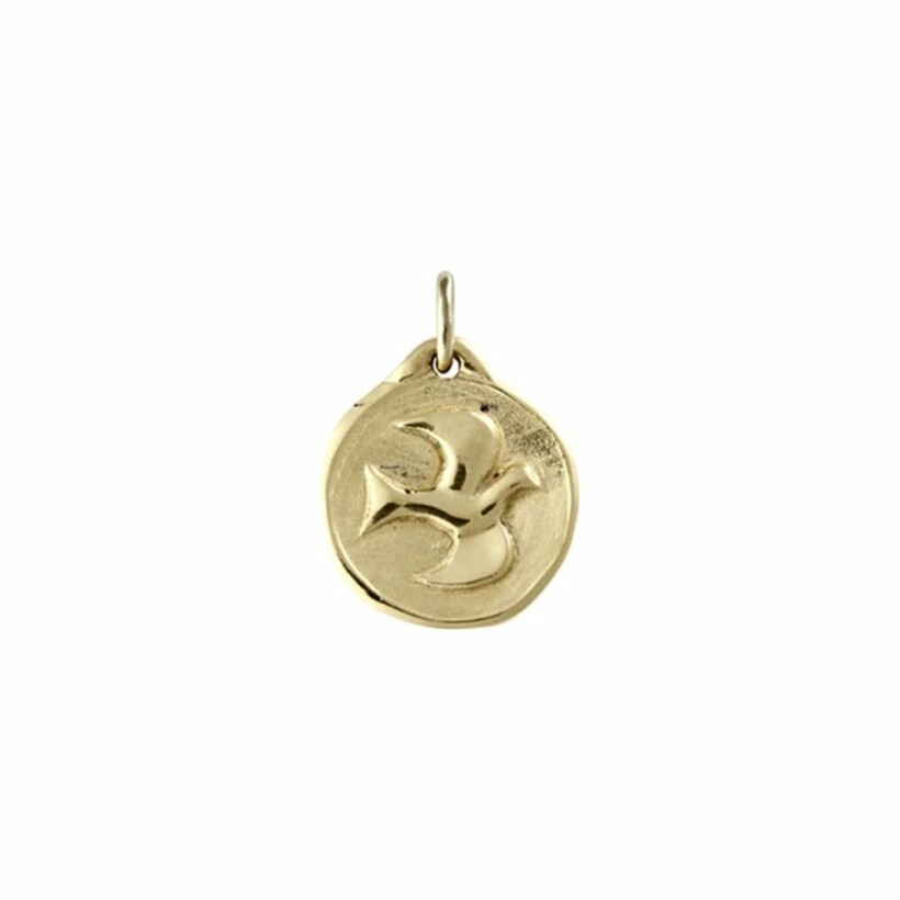 Médaille Mely Colombe ronde en or jaune, 18mm