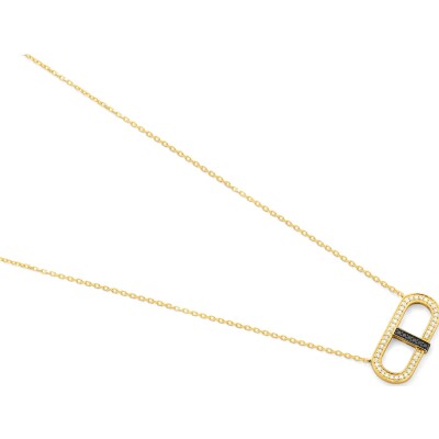 Collier en or jaune, diamants et diamants noirs 0.18ct