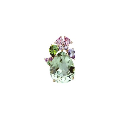 Pendentif Isabelle Langlois en or jaune, quartz, tourmaline, améthyste, rhodolite et tsavorite