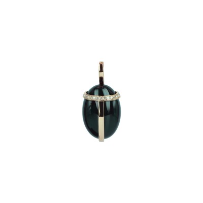 Pendentif Isabelle Langlois en or rose, onyx et diamants