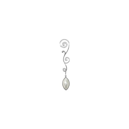 Pendentif Isabelle Barrier en or blanc, de diamants naturels et perle