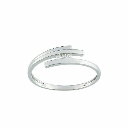 Bague en or blanc et trilogie de diamants de 0.03ct