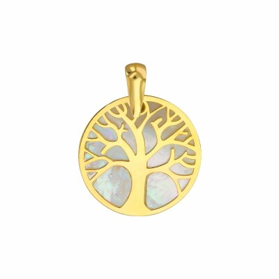 Pendentif Arbre de vie en or jaune et nacre, 20mm