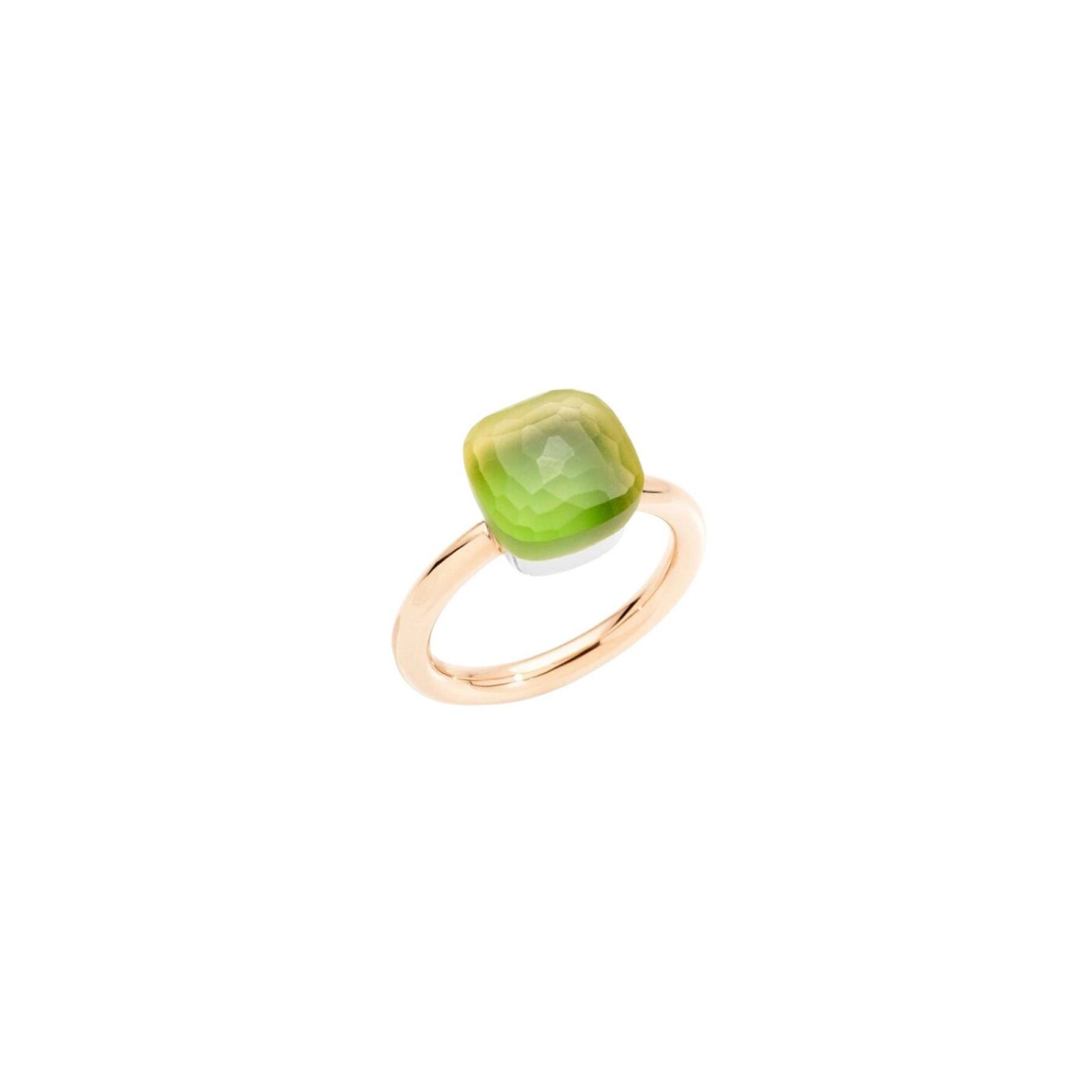 Bague Pomellato Nudo en or rose, or blanc, quartz citron et chrysoprase