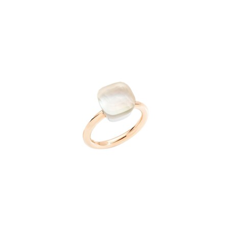 Bague Nudo Classic en or rose, or blanc, quartz blanche et nacre