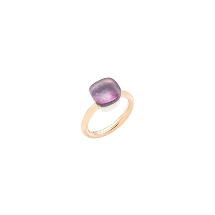 Pomellato Nudo ring in rose gold, white gold, amethyst and grey mother-of-pearl