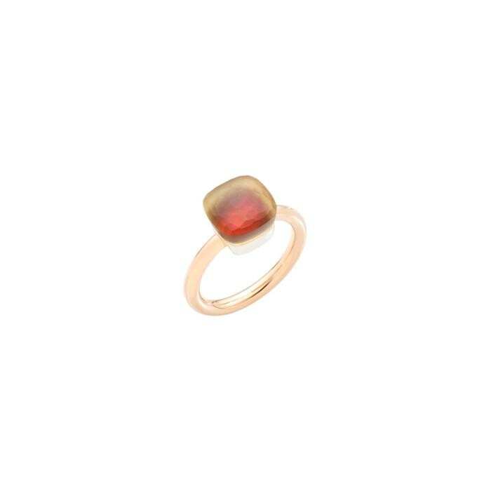 Bague Pomellato Nudo en or rose, or blanc, citrine et cornaline