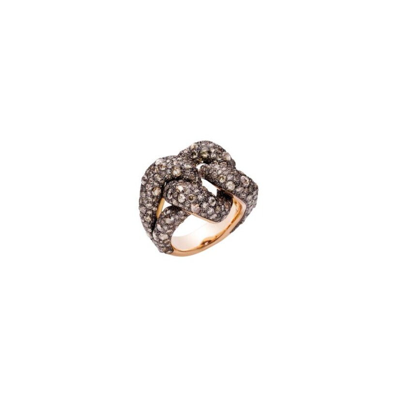 Pomellato Catene ring, rose gold, burnished silver and brown diamonds
