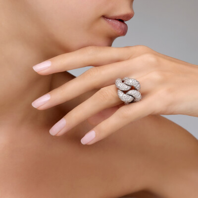 Bague Pomellato Catene en or rose, argent rhodié et diamants