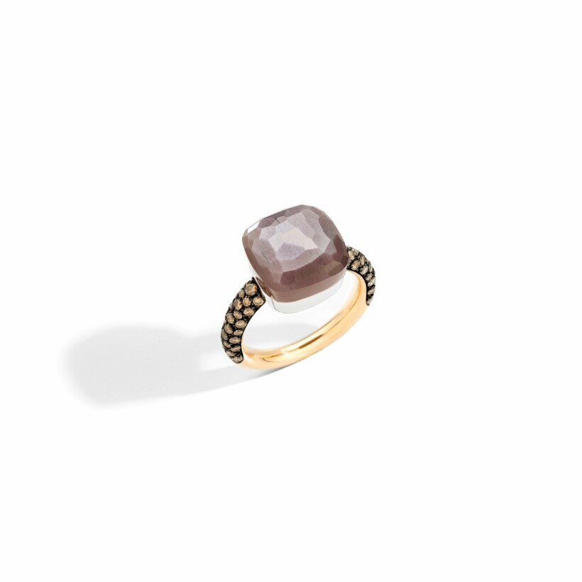 Pomellato Nudo Maxi ring, rose gold, white gold, brown moonstone and brown diamonds