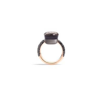 Bague Pomellato Nudo Maxi en or rose, titane, obsidienne et diamants noirs