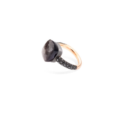 Bague Pomellato Nudo Maxi en or rose, titane, obsidienne et diamants noirs