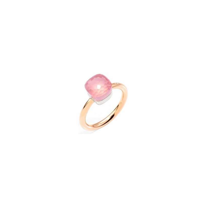 Pomellato Nudo Petit ring, rose gold, white gold and rose quartz