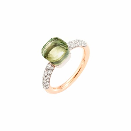 Pomellato Nudo Petit ring, rose gold, white gold, diamonds and prasiolite