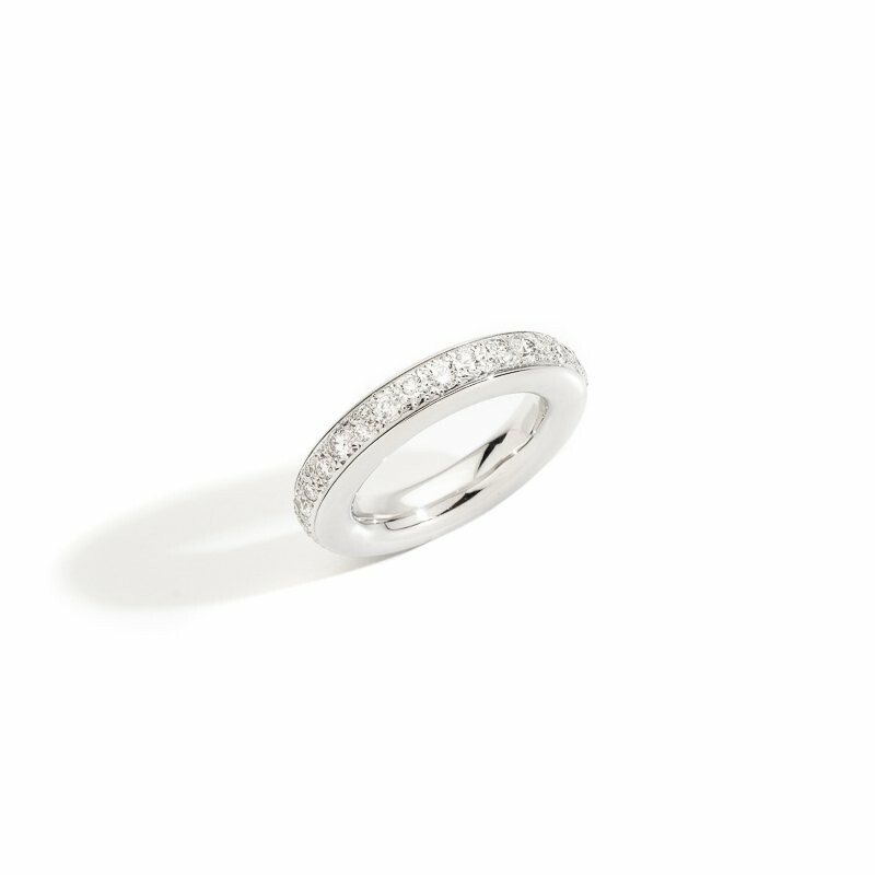 Pomellato Inconica wedding ring, rhodium-plated white gold, diamonds
