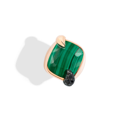 Bague Pomellato Ritratto en or rose, malachite et diamants noirs