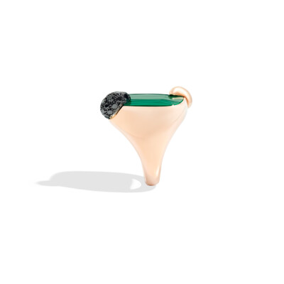 Bague Pomellato Ritratto en or rose, malachite et diamants noirs