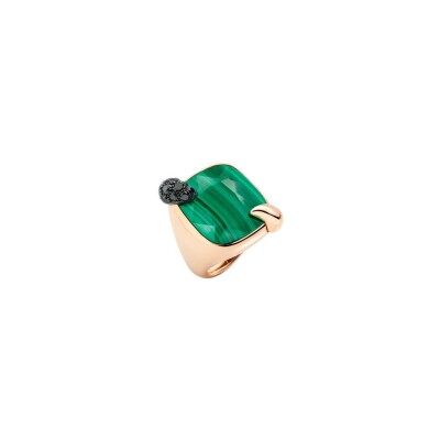 Bague Pomellato Ritratto en or rose, malachite et diamants noirs