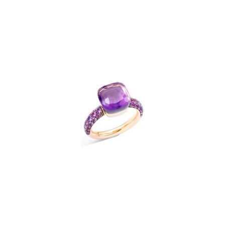 Pomellato Nudo Classic ring, rose gold, white gold, amethyst and jade