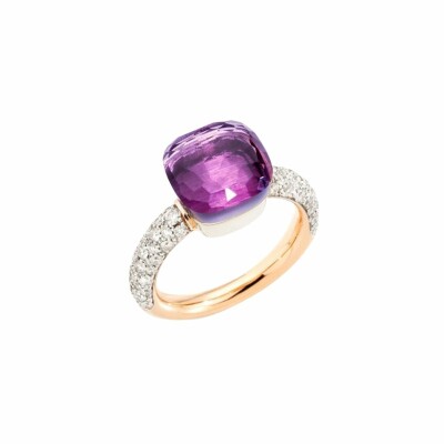 Pomellato Nudo Classic ring, white gold, rose gold, diamonds and amethyst