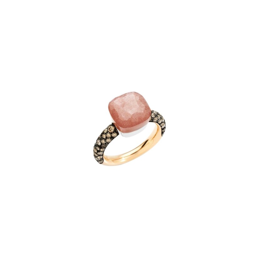 Pomellato Nudo Classic ring, rose gold, white gold, orange moonstone and brown diamonds