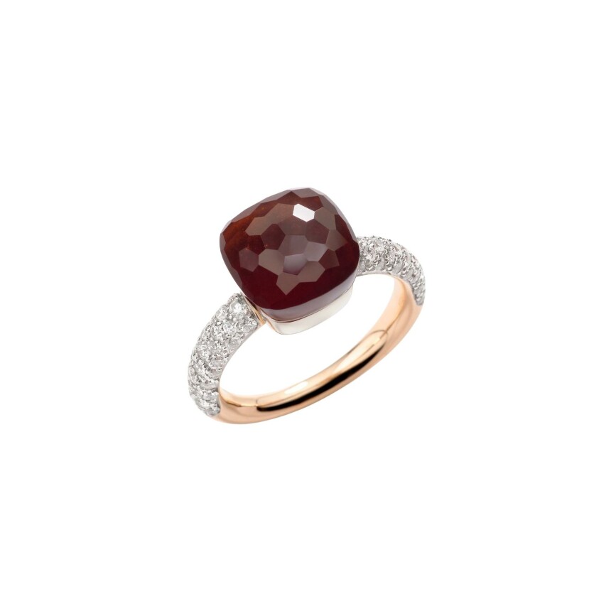 Pomellato Nudo Classic ring in rose gold, white gold, garnet and diamonds