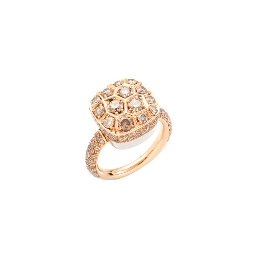 Pomellato Nudo Assoluto ring, pink gold, white gold, brown diamonds