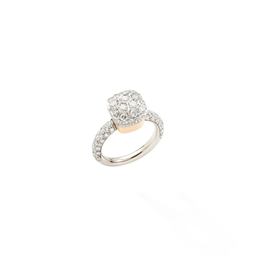 Pomellato Nudo solitaire, white gold, rose gold and set with diamonds