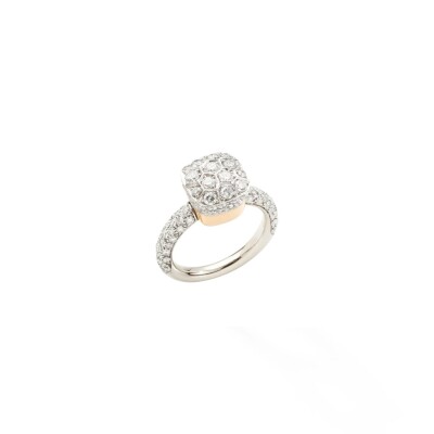 Solitaire Pomellato Nudo Classic en or blanc, or rose et sertie de diamants