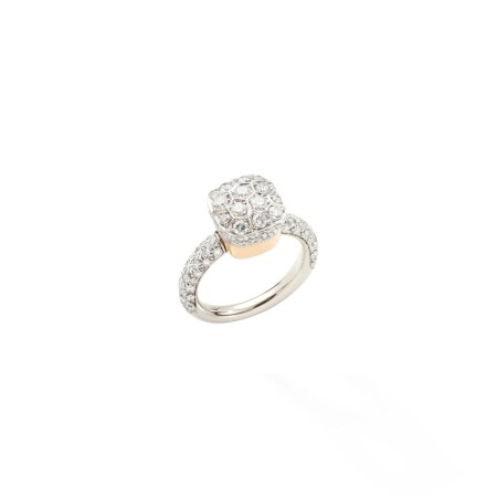 Pomellato Nudo Classic solitaire, white gold, rose gold and set with diamonds