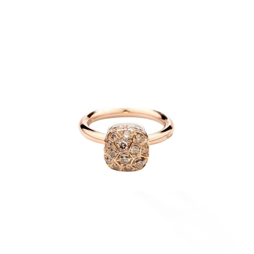 Pomellato ring in pink gold, white gold and brown diamonds