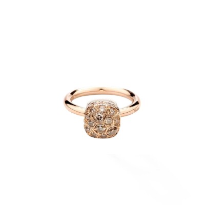 Bague Pomellato Nudo Petit en or rose, or blanc et diamants brun