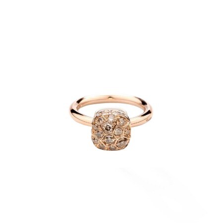 Pomellato Nudo Petit ring in pink gold, white gold and brown diamonds