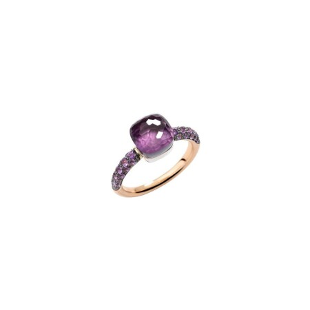 Pomellato Nudo Petit ring, rose gold, white gold, amethysts and jade