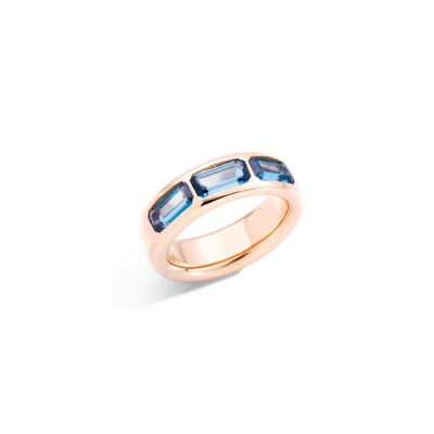 Bague Pomellato Iconica en or rose et topaze bleu london