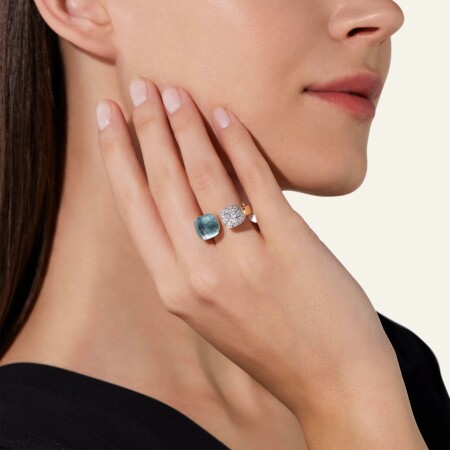 Bague Pomellato Nudo en or rose, or blanc, topaze bleue et diamants