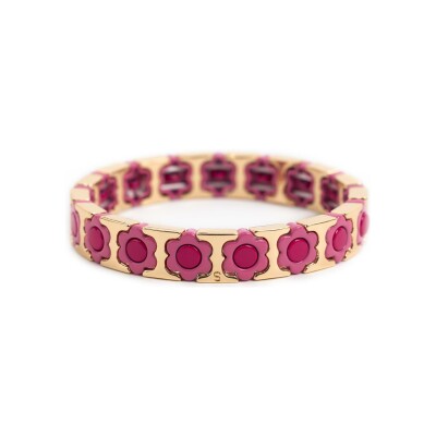 Bracelet Simone à Bordeaux Coachella en métal doré émaillé Fushia & Pourpre