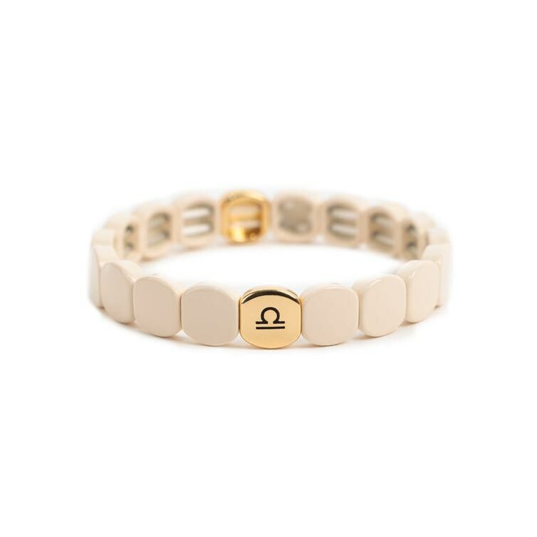 Bracelet Simone à Bordeaux Colorastro en métal doré émaillé beige Balance