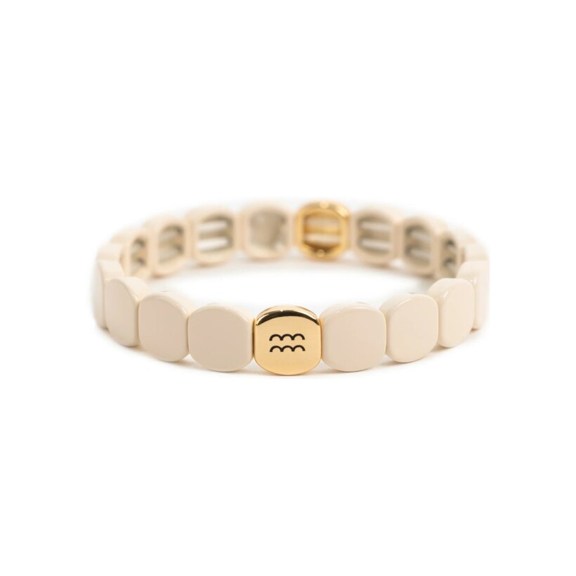 Bracelet Simone à Bordeaux Colorastro en métal doré émaillé beige Verseau