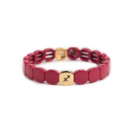 Bracelet Simone à Bordeaux Colorastro en métal doré émaillé capucine Sagittaire