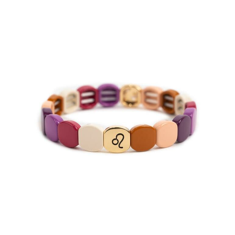 Bracelet Simone à Bordeaux Colorastro en métal doré émaillé feu Lion