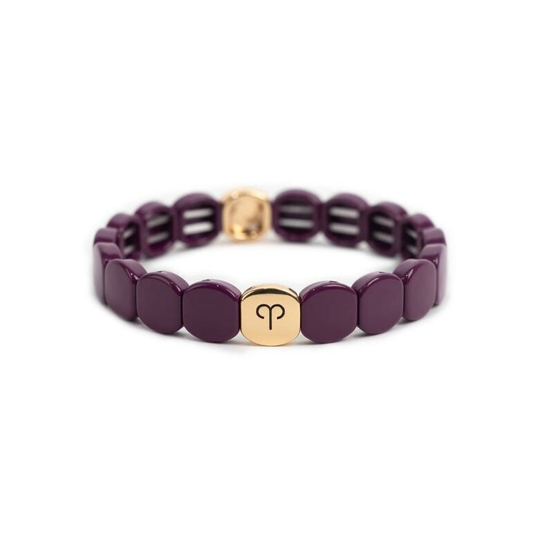 Bracelet Simone à Bordeaux Colorastro en métal doré émaillé prune Bélier