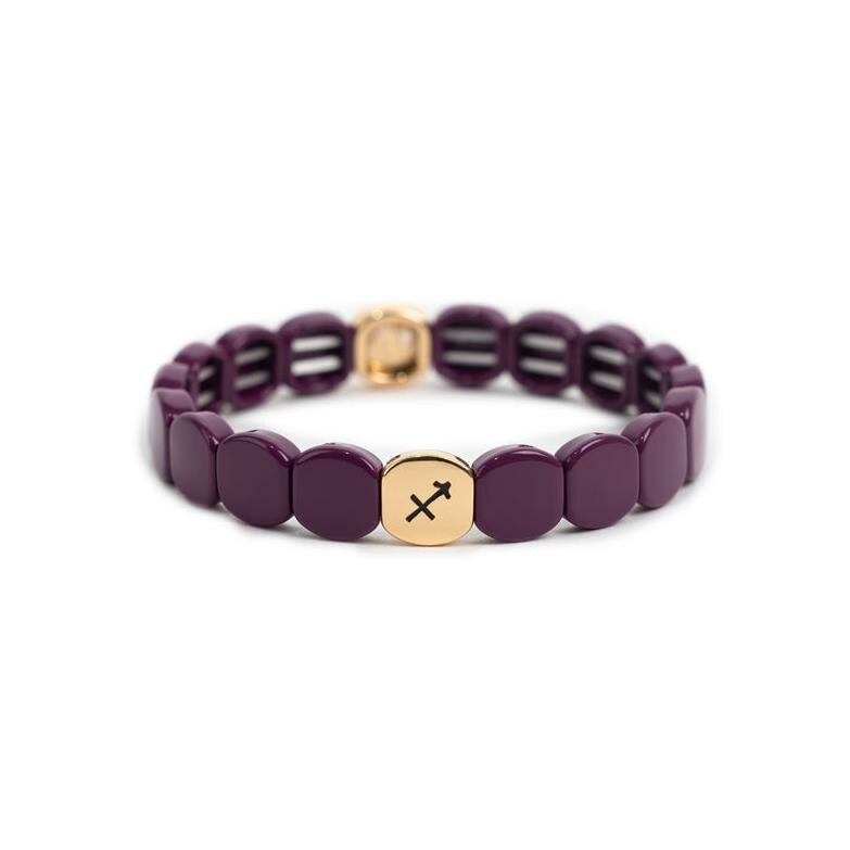 Bracelet Simone à Bordeaux Colorastro en métal doré émaillé prune Sagittaire