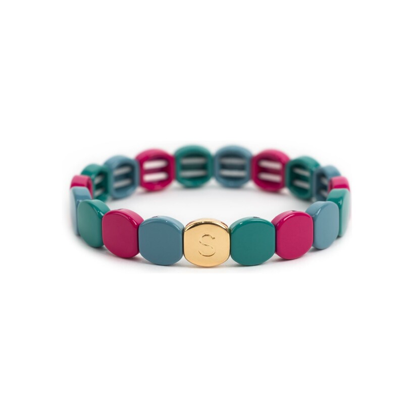 Bracelet Simone à Bordeaux Colorful en métal doré émaillé Allegorie