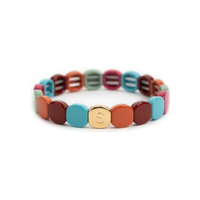 Bracelet Simone à Bordeaux Colorful en métal émaillé Cottage