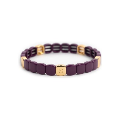 Bracelet Simone à Bordeaux Colorful Midi en métal doré émaillé prune