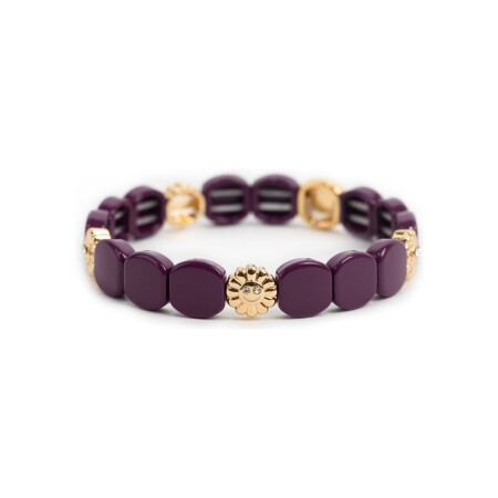 Bracelet Simone à Bordeaux Colorsmile en métal doré émaillé prune